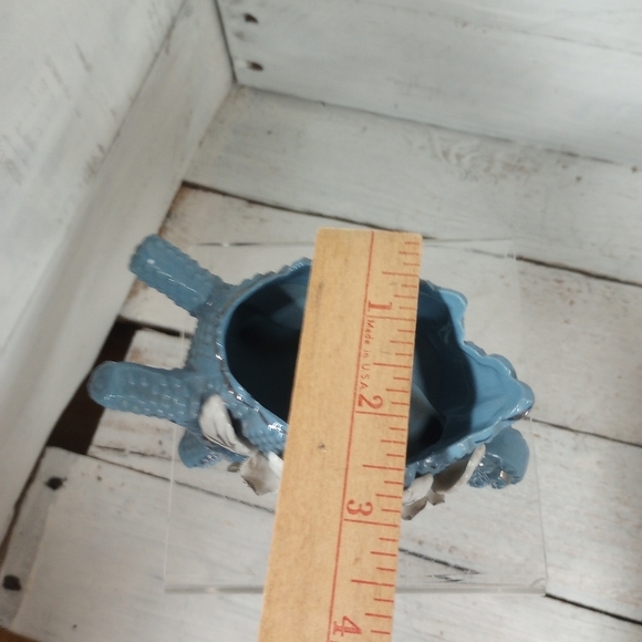 Vintage Pottery Wheelbarrow Planter Blue Silver Ceramic, Flowers, Succulents - Picture 12 of 12